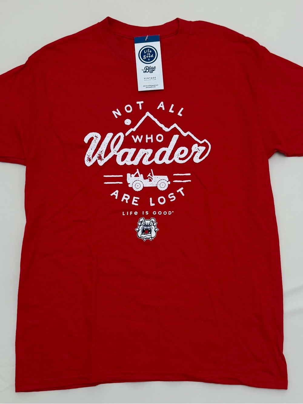 NWT Life is Good Georgia Bulldogs T-Shirt Red Men’s Size Medium Jeep Wander
